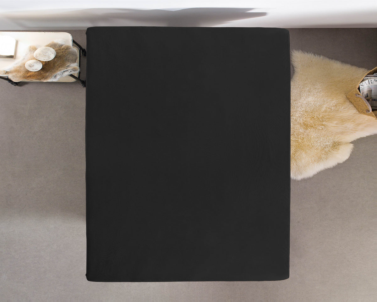 Jersey Topper Spannbettlaken Schwarz 120/140 x 200/220 cm - Palo24