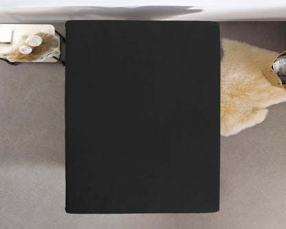 Jersey Topper Spannbettlaken Schwarz 120/140 x 200/220 cm - Palo24