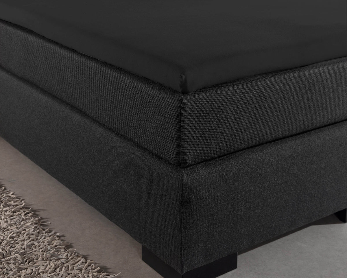 Jersey Topper Spannbettlaken Schwarz 120/140 x 200/220 cm - Palo24
