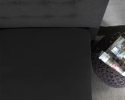 Jersey Topper Spannbettlaken Schwarz 120/140 x 200/220 cm - Palo24