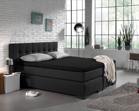 Jersey Topper Spannbettlaken Schwarz 160 x 200/220 cm - Palo24
