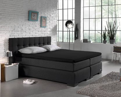 Jersey Topper Spannbettlaken Schwarz 190/200 x 200/220 cm - Palo24