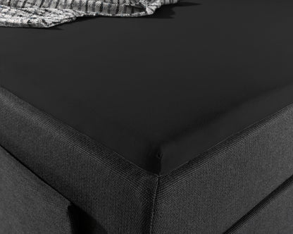 Jersey Topper Spannbettlaken Schwarz 190/200 x 200/220 cm - Palo24