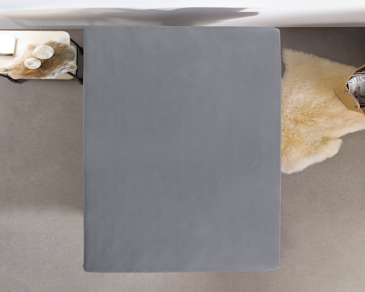 Jersey Topper Spannbettlaken Grau 190/200 x 200/220 cm - Palo24