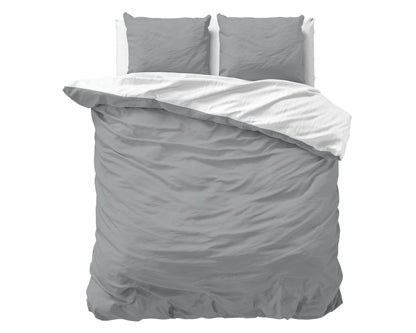 Bettbezug Twin Face Weiss/Grau 140 x 220 cm - Palo24