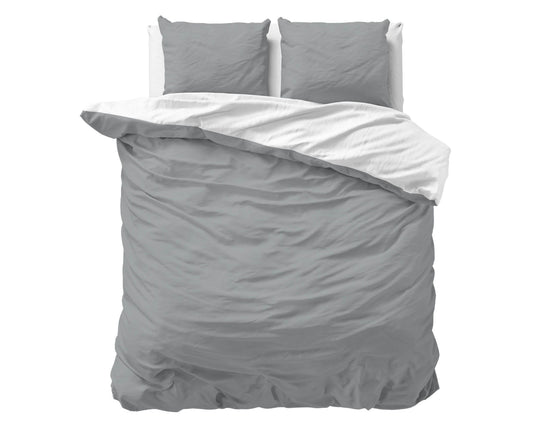 Bettbezug Twin Face Weiss/Grau 240 x 220 cm - Palo24