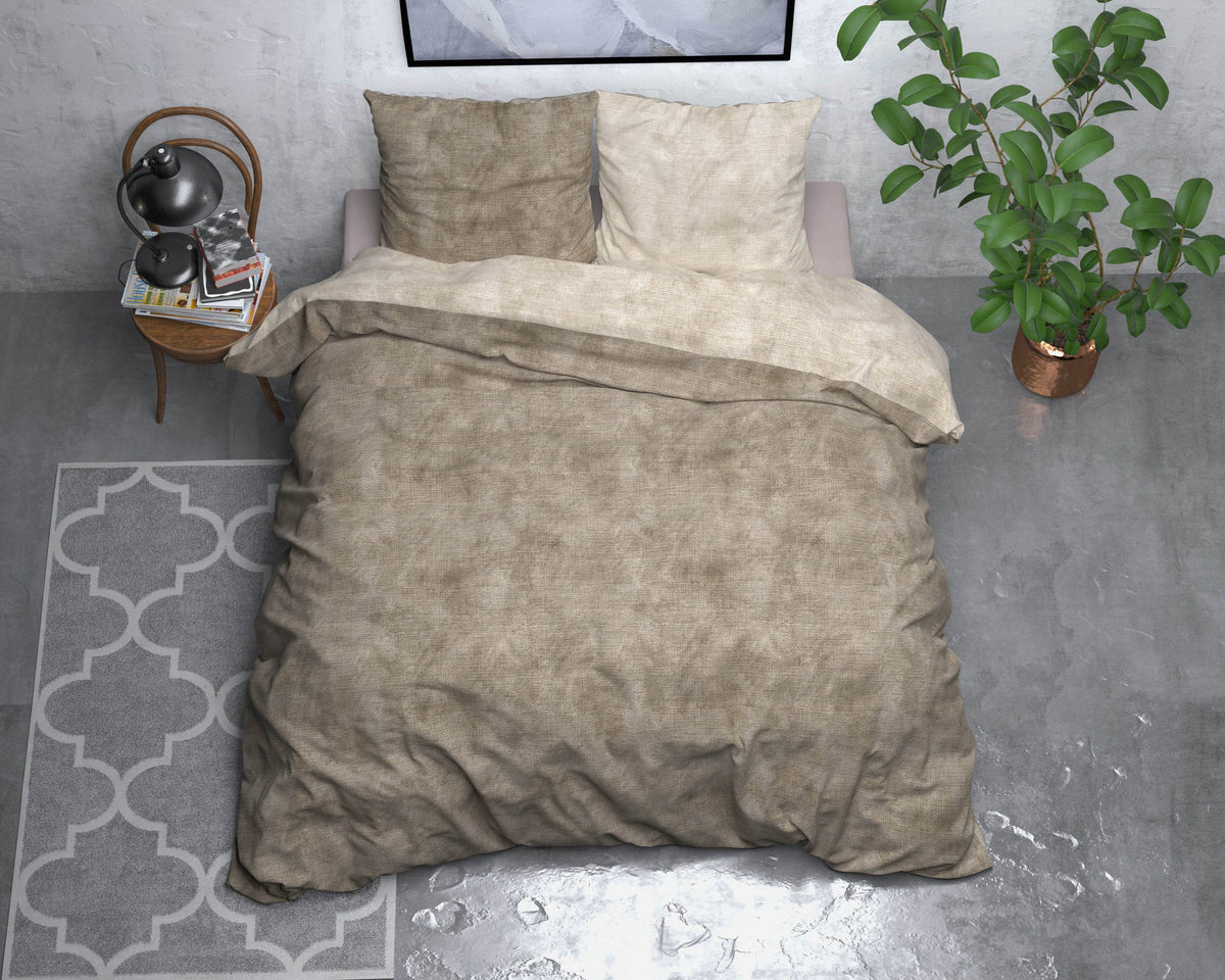 Bettbezug Flanel Washed Cotton Taupe 200 x 220 cm - Palo24