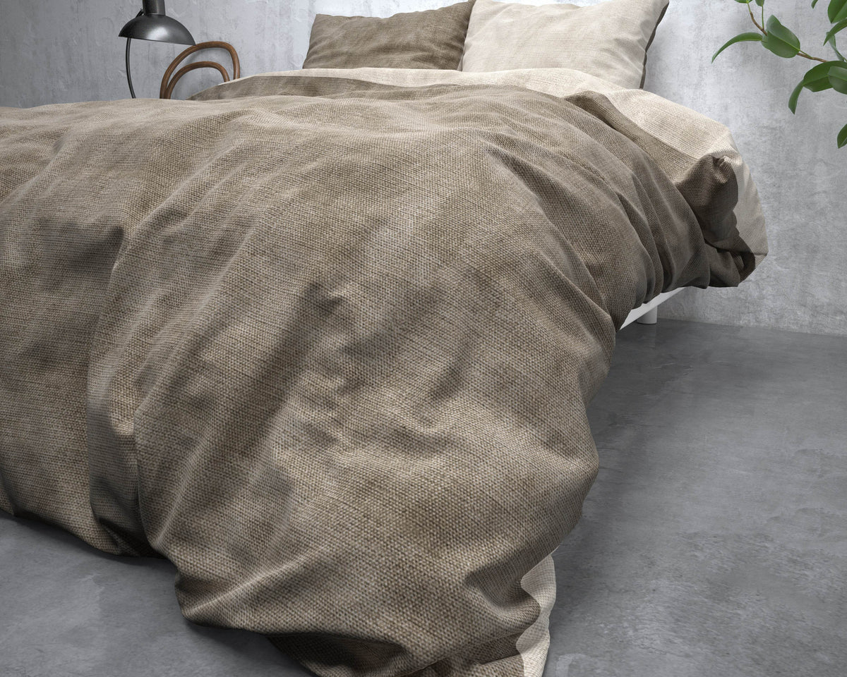 Bettbezug Flanel Washed Cotton Taupe 200 x 220 cm - Palo24