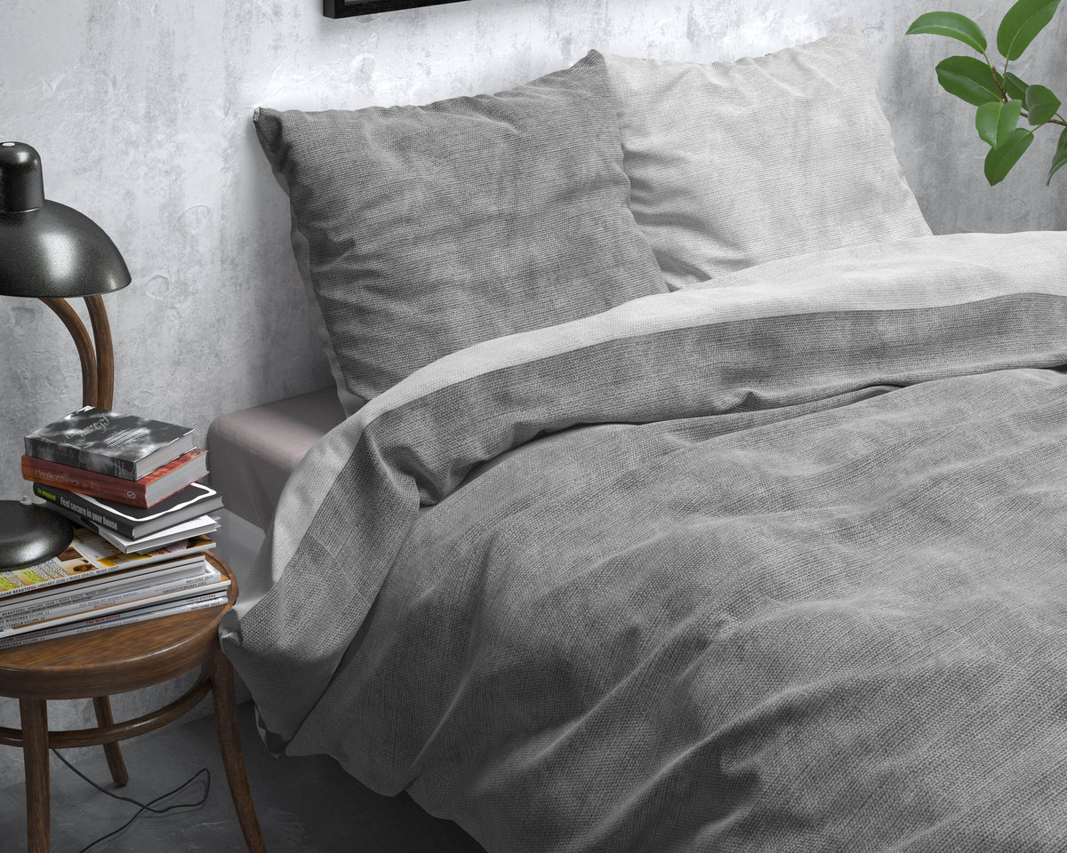 Bettbezug Flanel Washed Cotton Grau 240 x 220 cm - Palo24