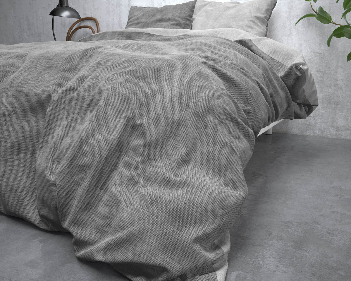 Bettbezug Flanel Washed Cotton Grau 240 x 220 cm - Palo24