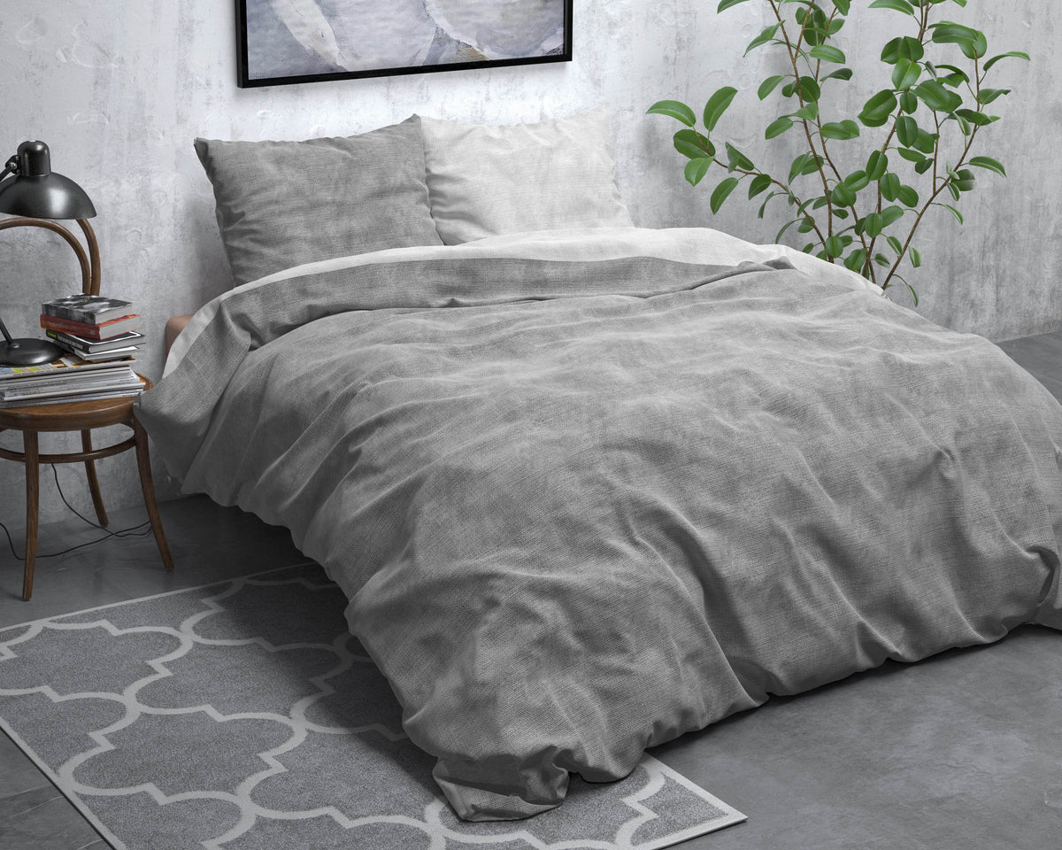 Bettbezug Flanel Washed Cotton Grau 200 x 220 cm - Palo24