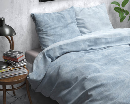 Bettbezug Flanel Washed Cotton blau 240 x 220 cm - Palo24