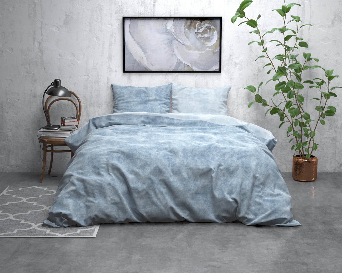 Bettbezug Flanel Washed Cotton blau 240 x 220 cm - Palo24