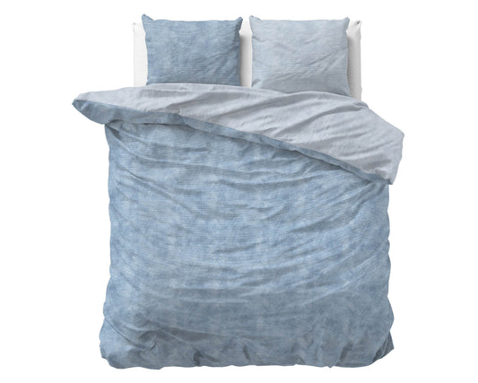 Bettbezug Flanel Washed Cotton blau 200 x 220 cm - Palo24