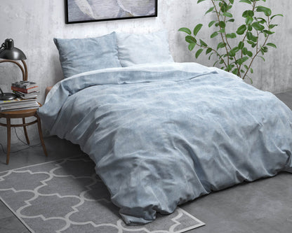 Bettbezug Flanel Washed Cotton blau 240 x 220 cm - Palo24