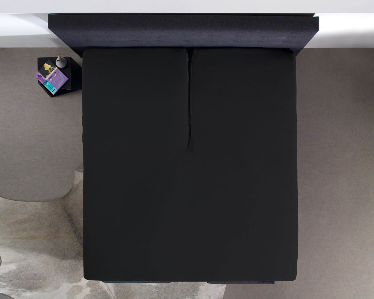 Split Topper Baumwolle Spannbettlaken Schwarz 200 x 220 cm - Palo24