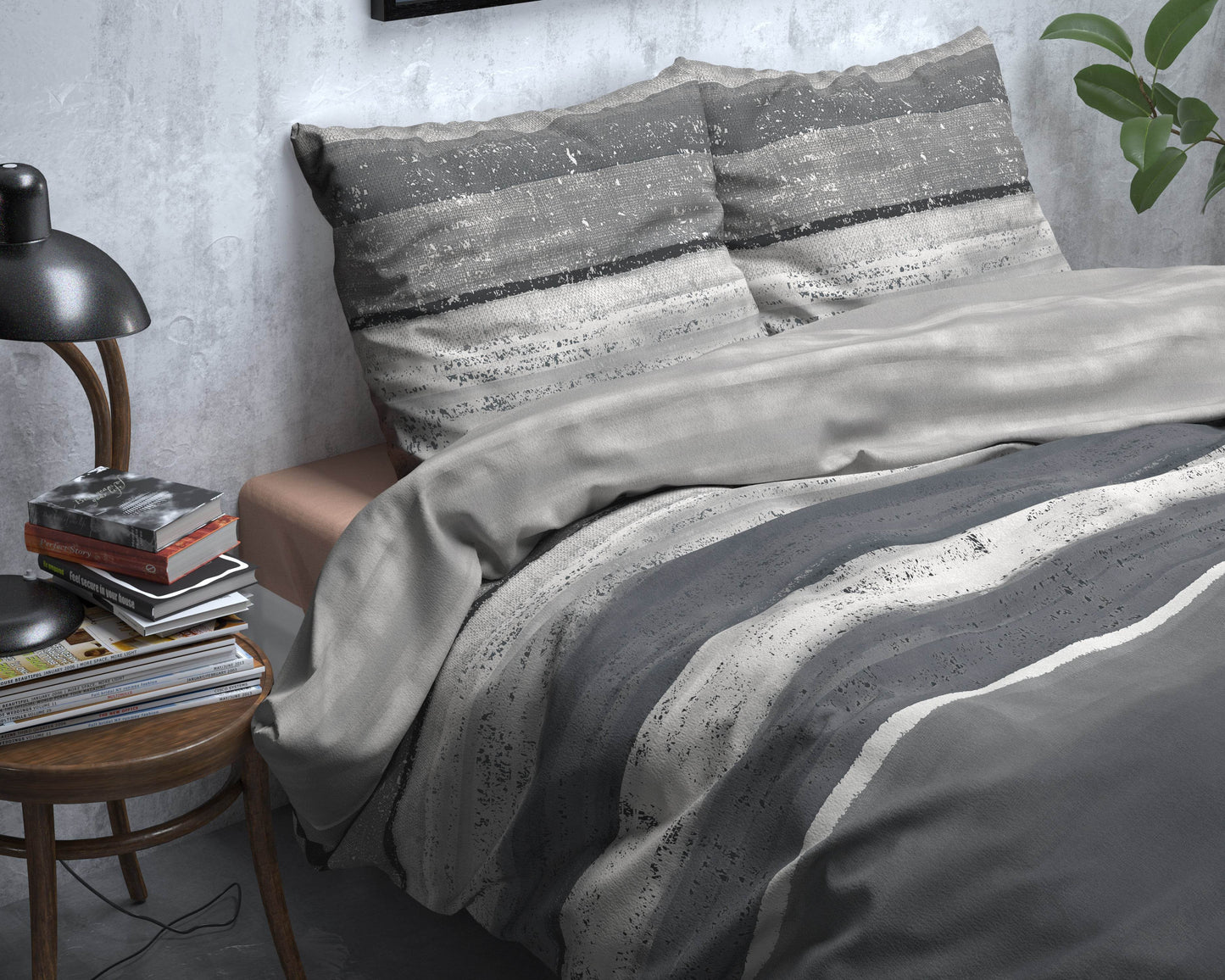 Bettbezug Flanel Marcus Grau 200 x 220 cm - Palo24