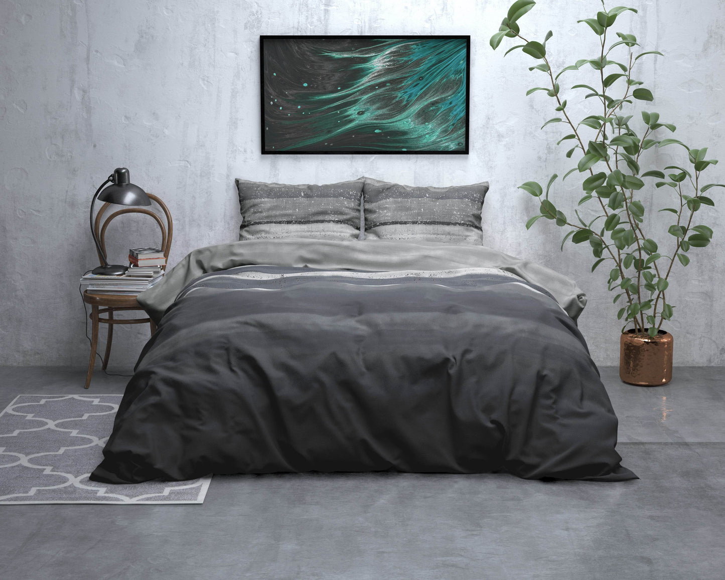 Bettbezug Flanel Marcus Grau 200 x 220 cm - Palo24