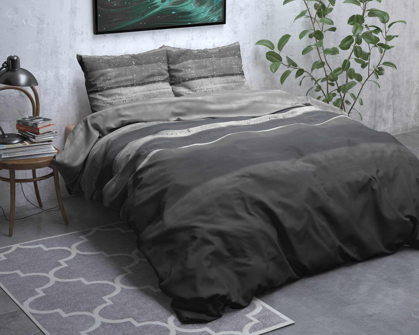 Bettbezug Flanel Marcus Grau 200 x 220 cm - Palo24