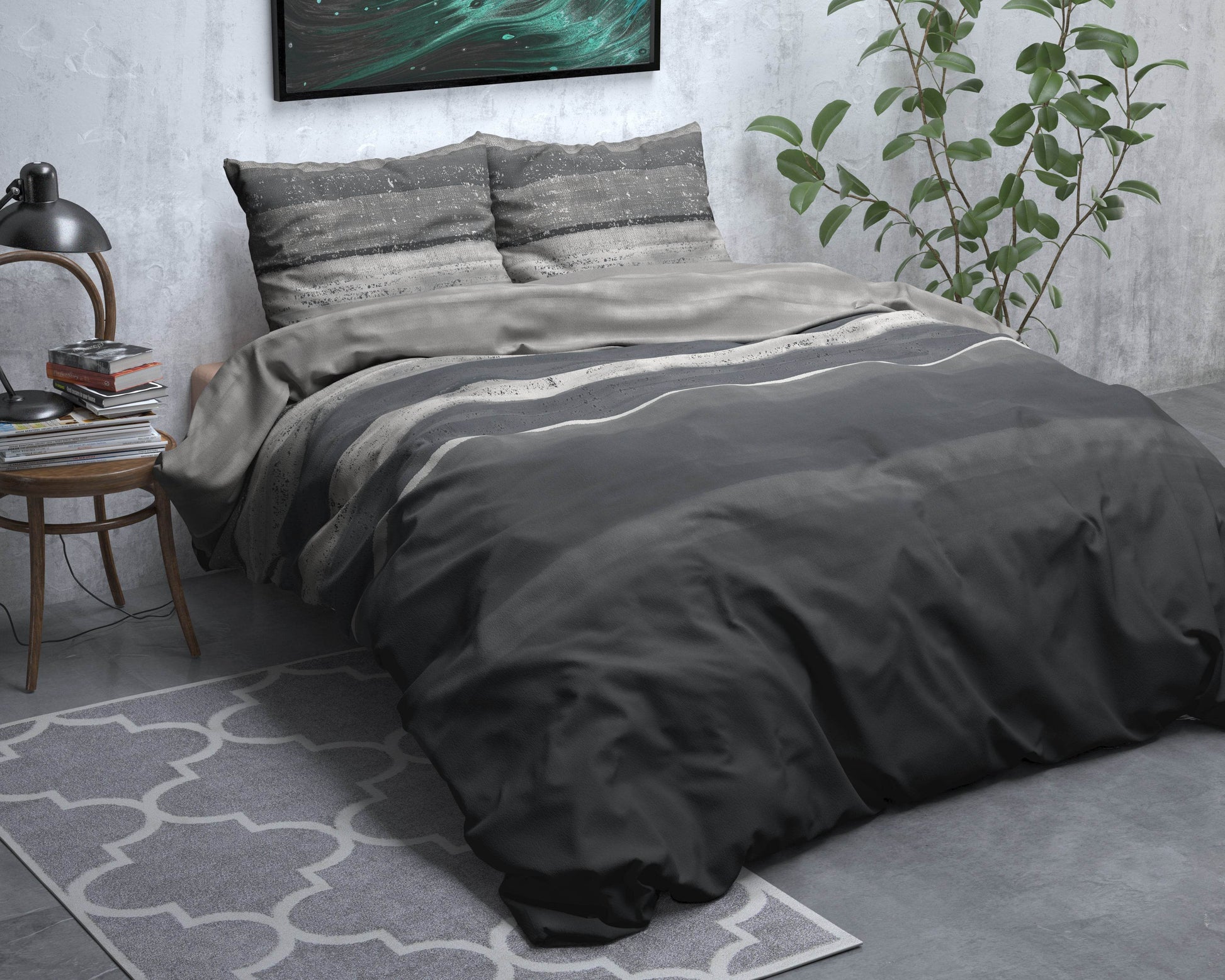 Bettbezug Flanel Marcus Grau 200 x 220 cm - Palo24