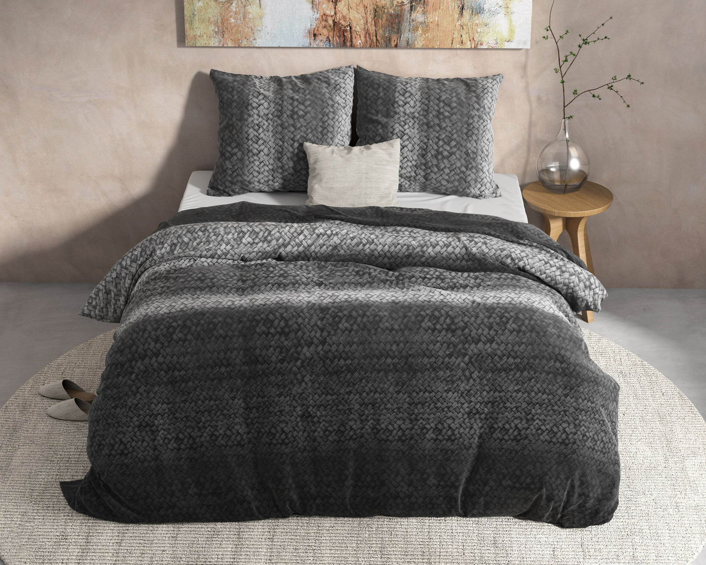 Bettbezug DH Flanel Gradient Knits Anthrazit 200 x 220 cm - Palo24