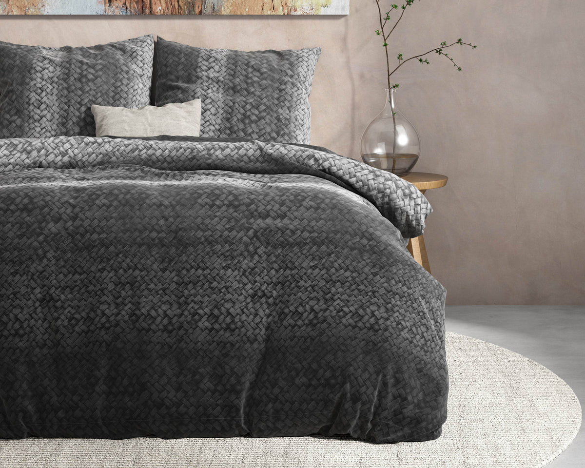 Bettbezug DH Flanel Gradient Knits Anthrazit 240 x 220 cm - Palo24