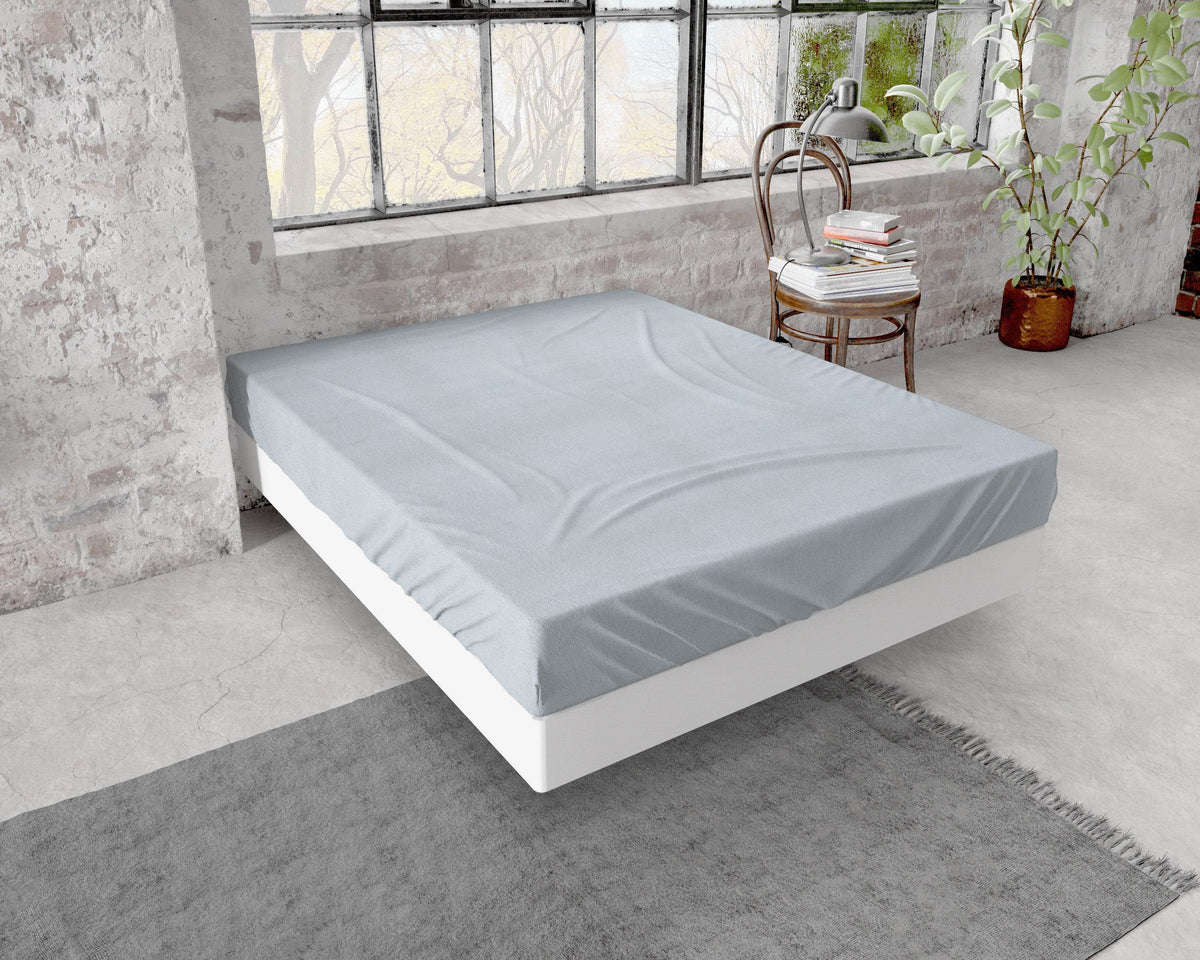 Flanel Premium Spannbettlaken Grau 180 x 200/210 cm - Palo24