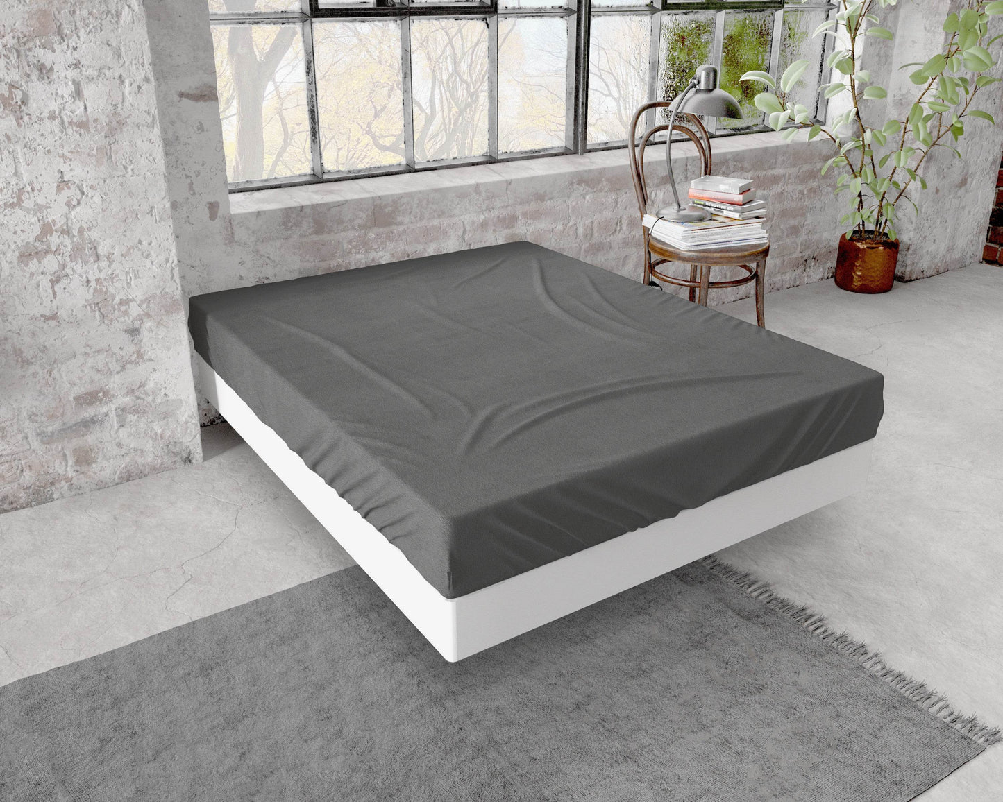 Flanel Premium Spannbettlaken Anthrazit 90 x 200/210 cm - Palo24