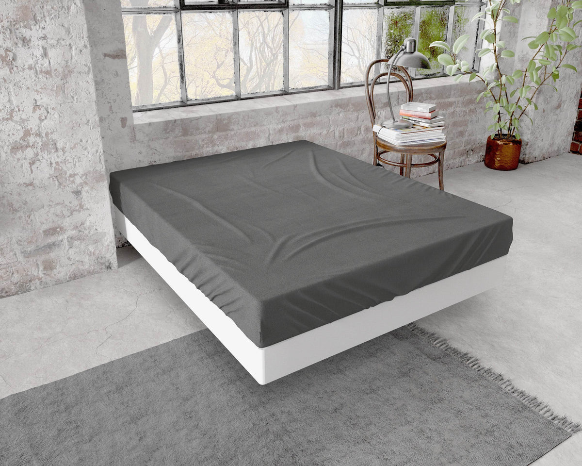 Flanel Premium Spannbettlaken Anthrazit 160 x 200/210 cm - Palo24