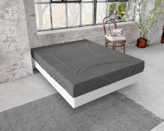 Flanel Premium Spannbettlaken Anthrazit 180 x 200/210 cm - Palo24