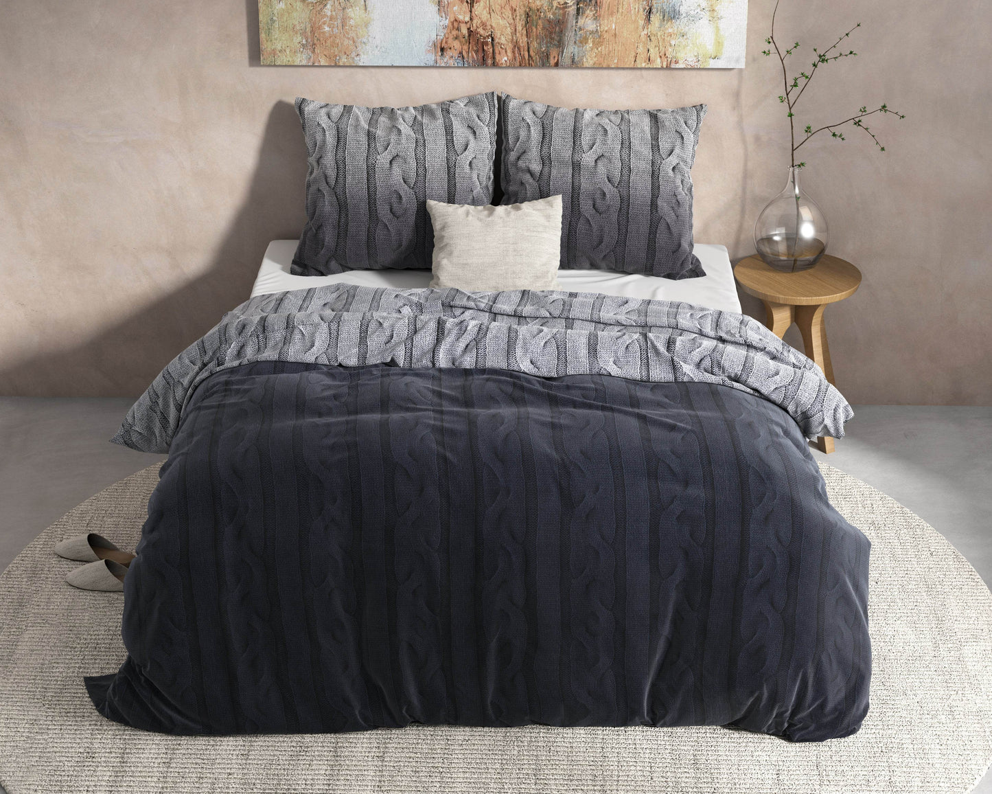 Bettbezug DH Flanel Dante Anthrazit 240 x 220 cm - Palo24