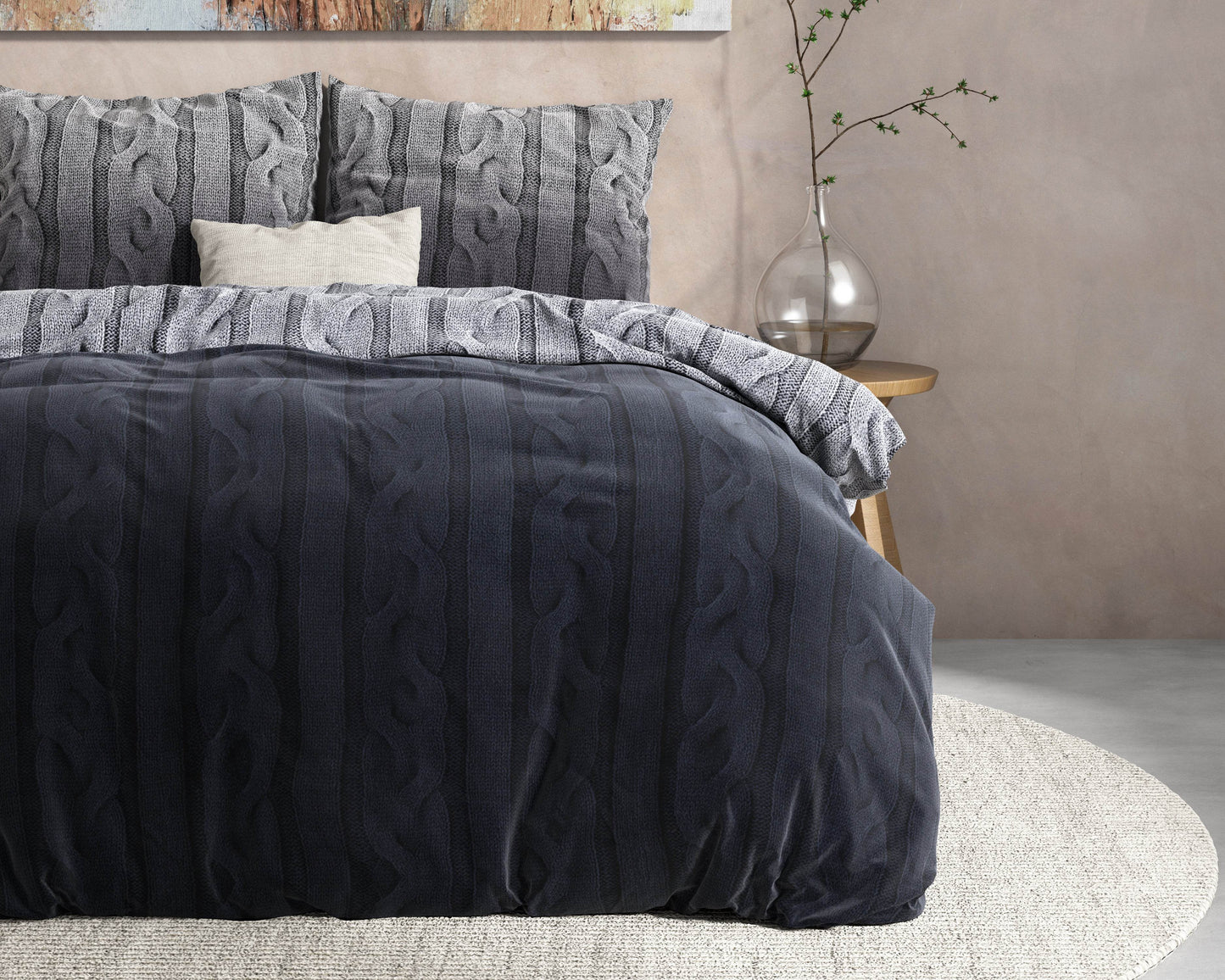Bettbezug DH Flanel Dante Anthrazit 240 x 220 cm - Palo24