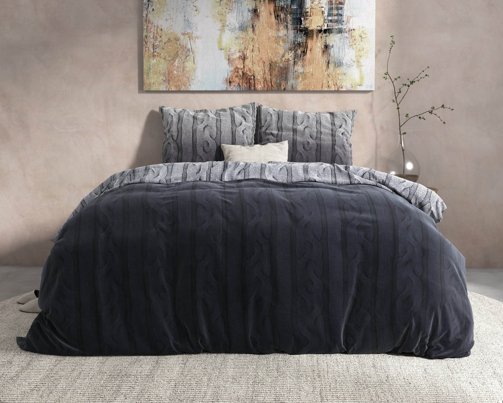 Bettbezug DH Flanel Dante Anthrazit 240 x 220 cm - Palo24