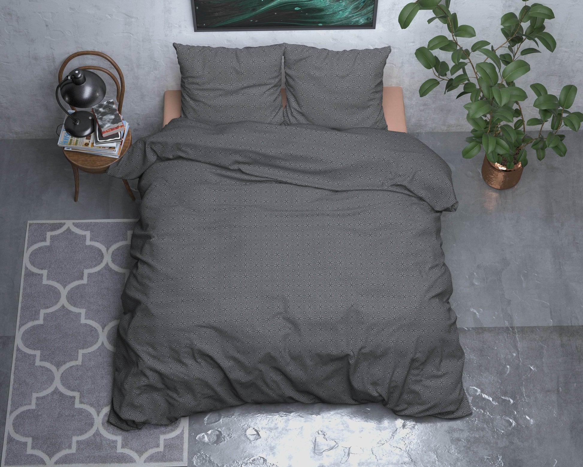 Bettbezug Flanel Jason Anthrazit 140 x 220 cm - Palo24