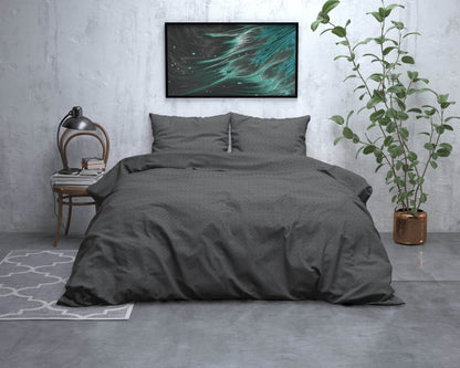 Bettbezug Flanel Jason Anthrazit 140 x 220 cm - Palo24