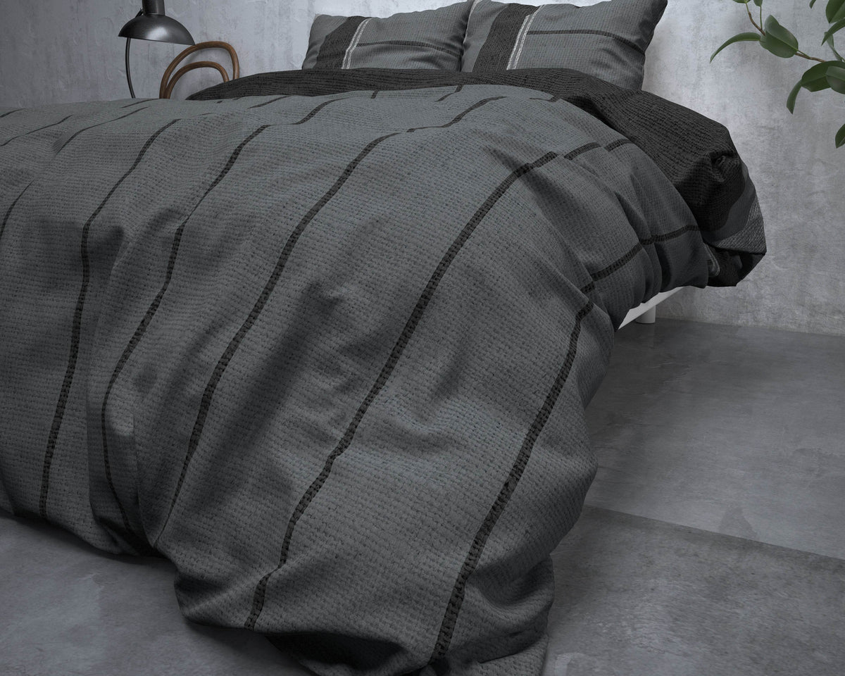 Bettbezug Flanel Kees Anthrazit 140 x 220 cm - Palo24