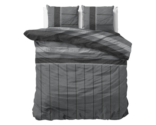 Bettbezug Flanel Stone Stripe Grau 240 x 220 - Palo24