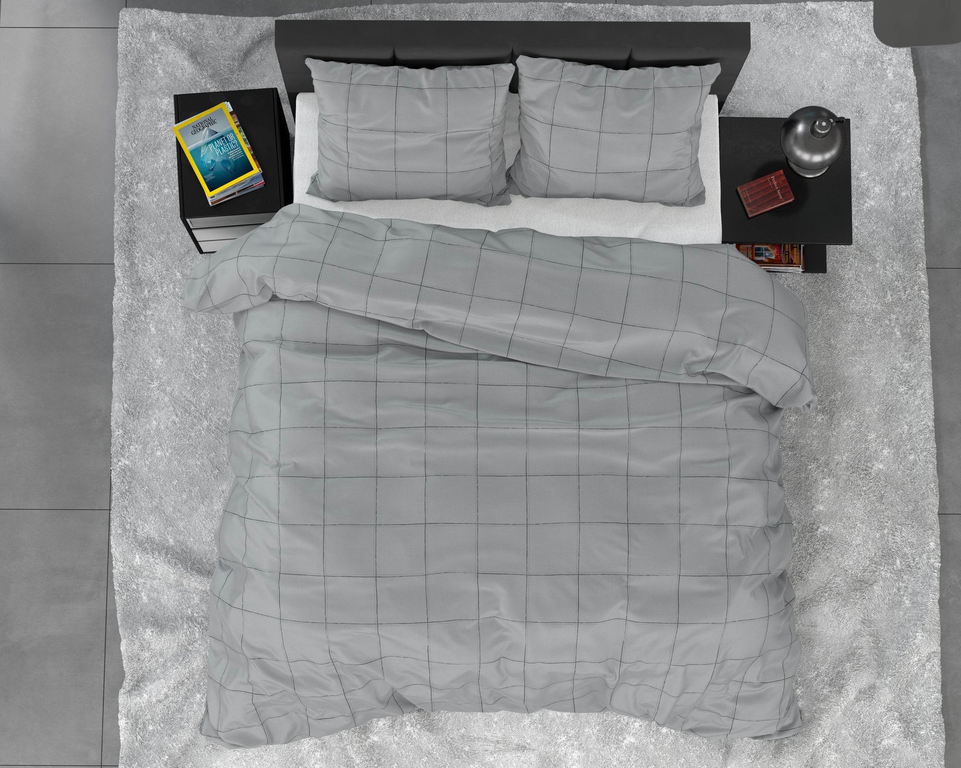 Bettbezug Deep check Grey 200 x 220 cm - Palo24
