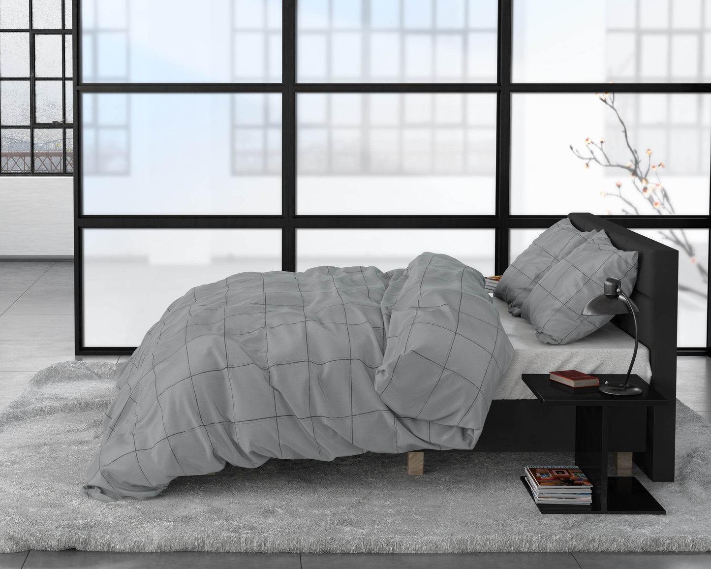 Bettbezug Deep check Grey 200 x 220 cm - Palo24