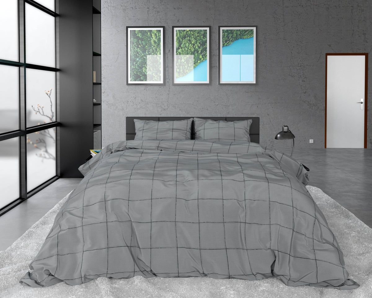 Bettbezug Deep check Grey 200 x 220 cm - Palo24