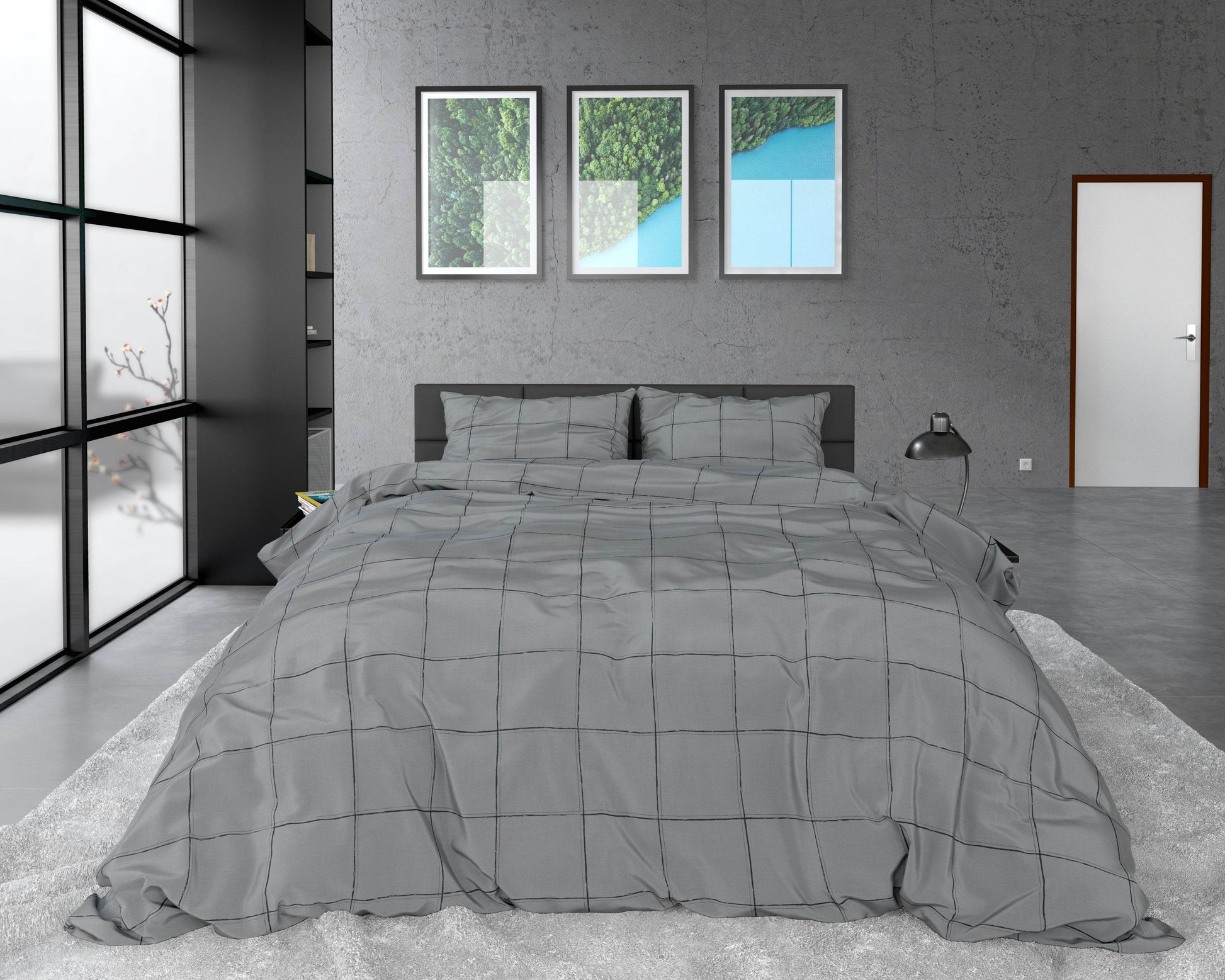 Bettbezug Deep check Grey 200 x 220 cm - Palo24