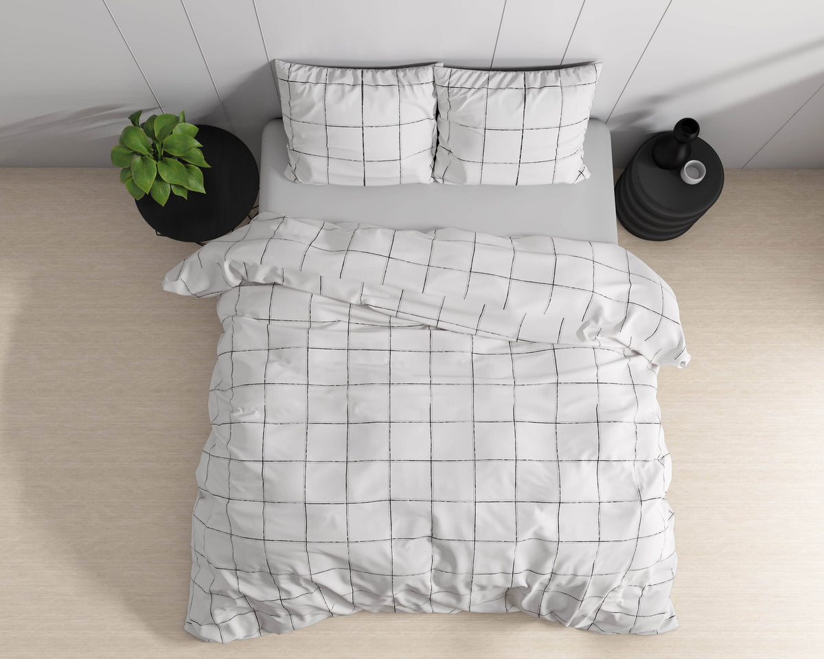 Bettbezug Deep check White 140 x 220 cm - Palo24