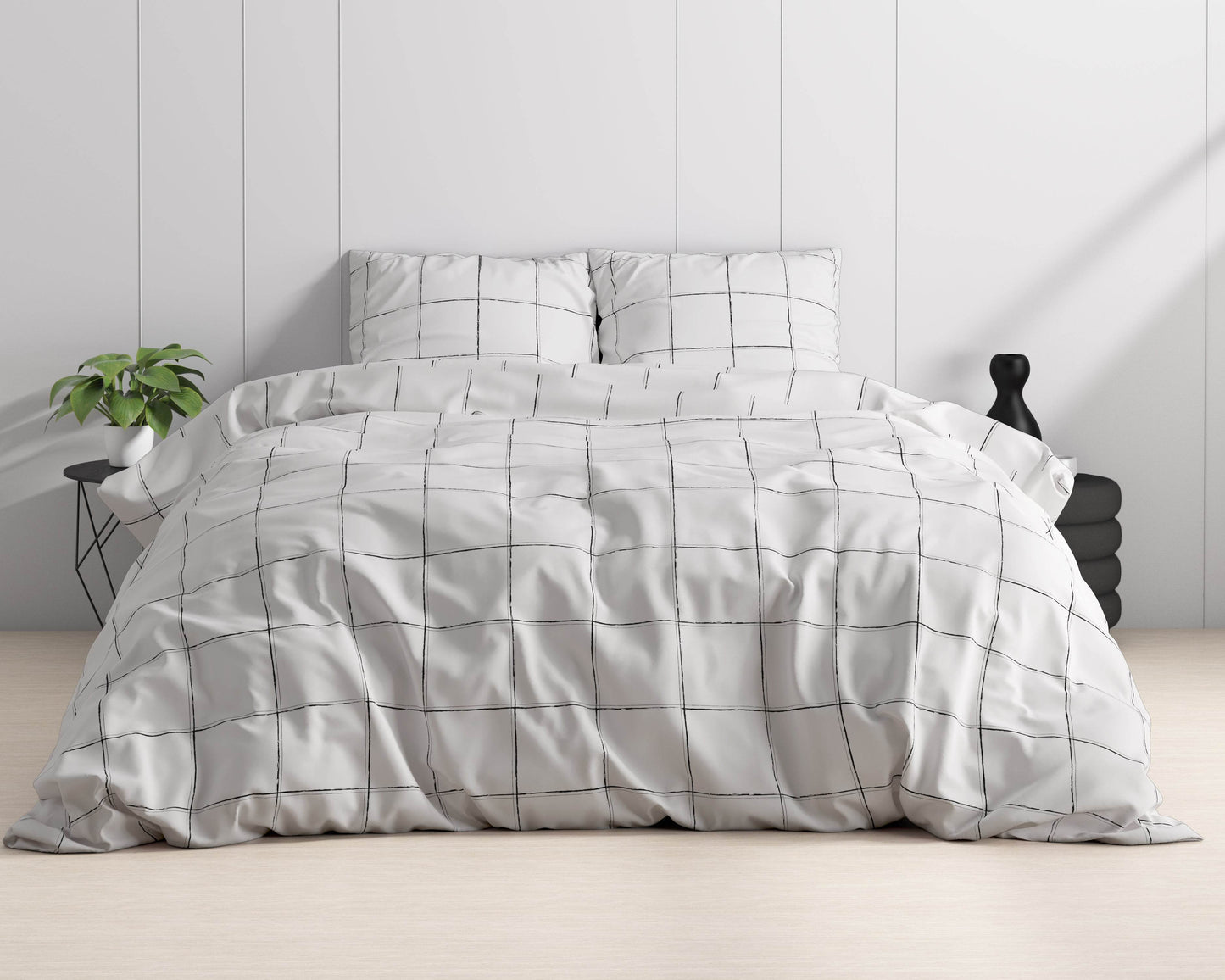 Bettbezug Deep check White 140 x 220 cm - Palo24