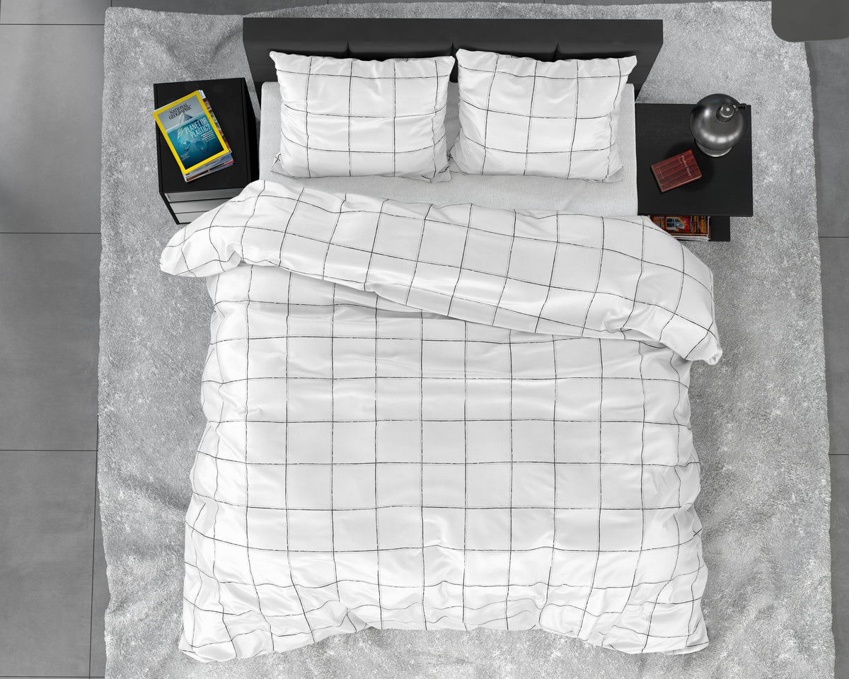 Bettbezug Deep check White 140 x 220 cm - Palo24