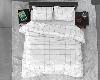 Bettbezug Deep check White 140 x 220 cm - Palo24