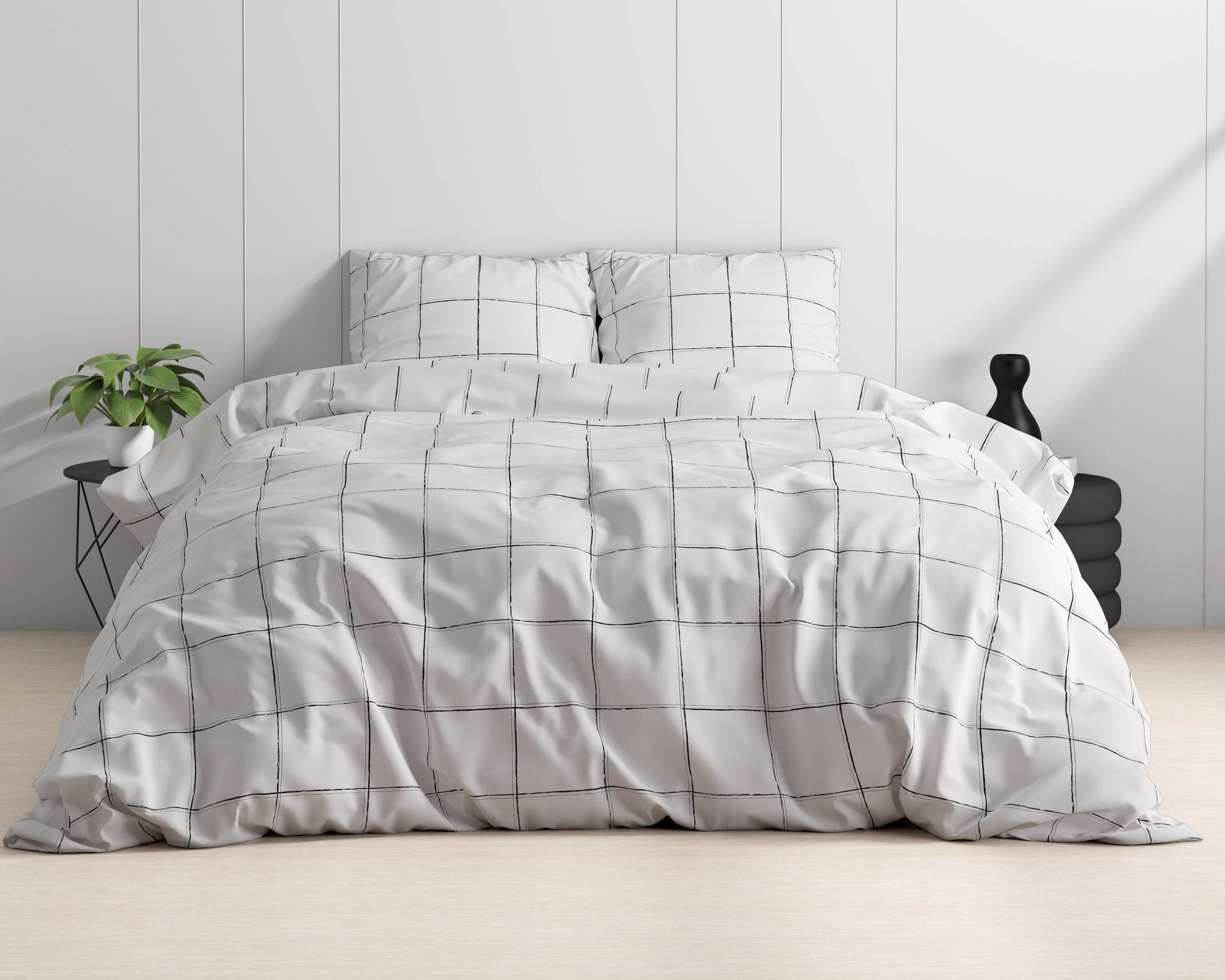 Bettbezug Deep check White 200 x 220 cm - Palo24