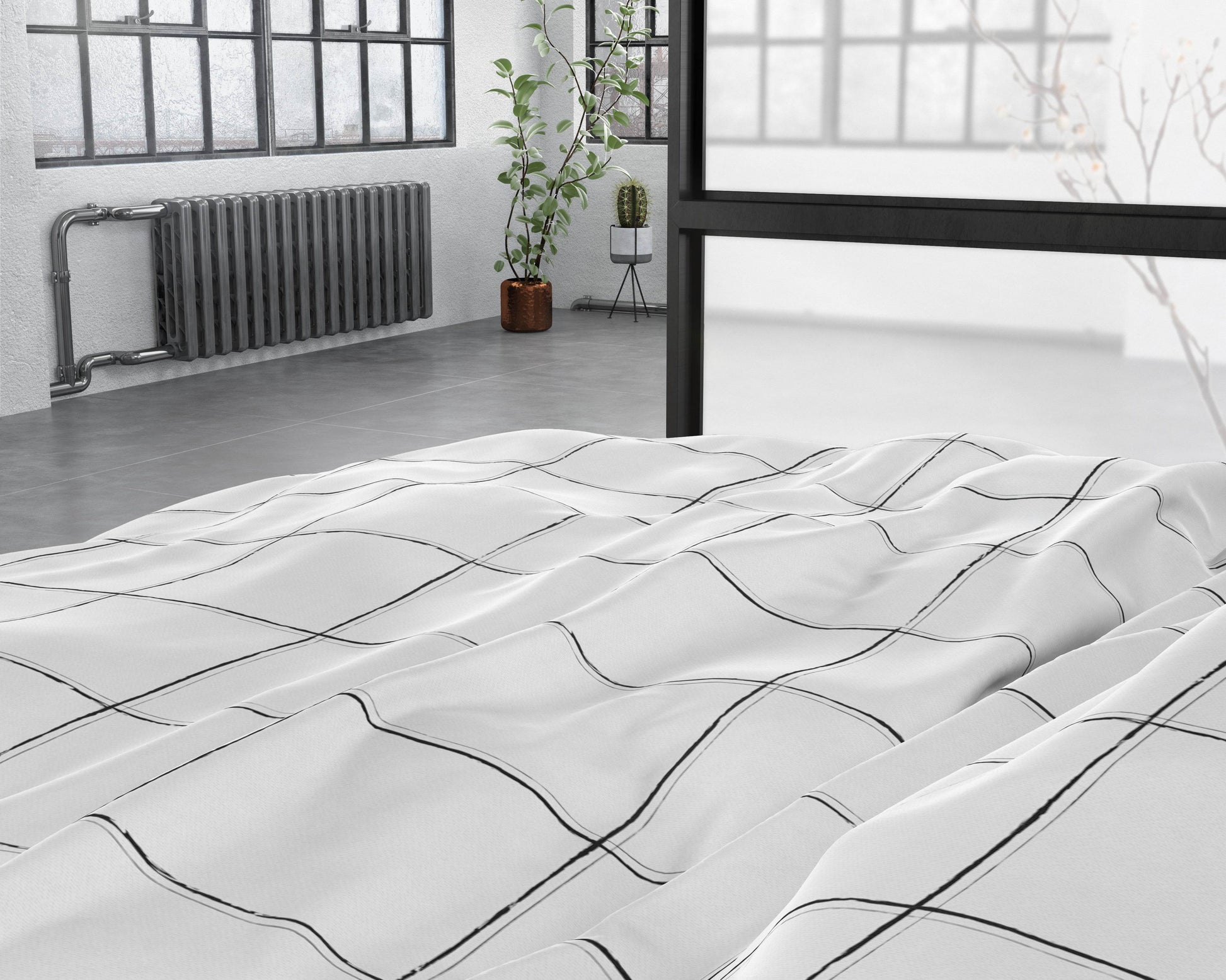 Bettbezug Deep check White 200 x 220 cm - Palo24