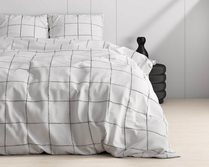 Bettbezug Deep check White 240 x 220 cm - Palo24