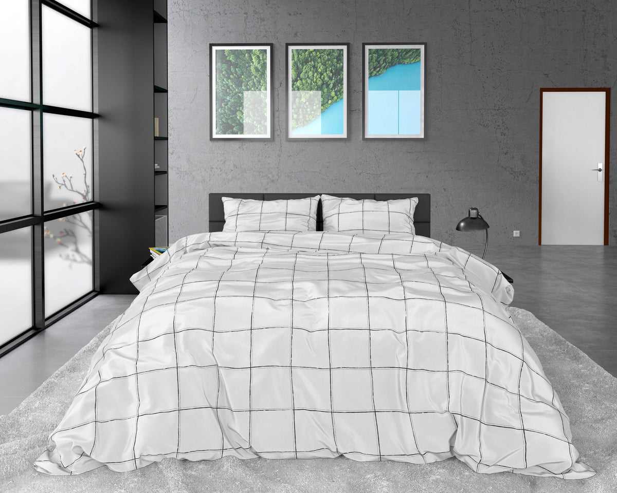 Bettbezug Deep check White 240 x 220 cm - Palo24