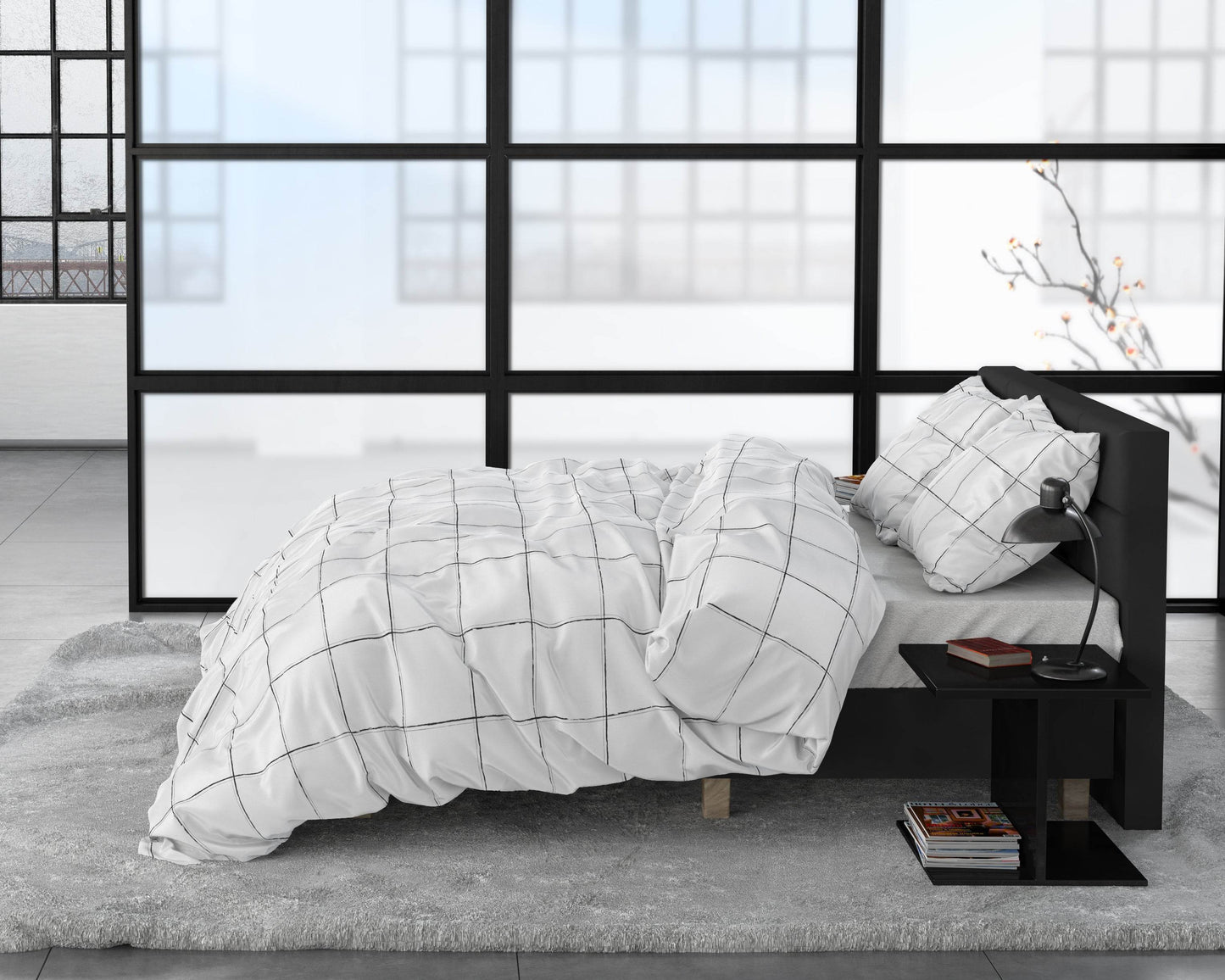 Bettbezug Deep check White 240 x 220 cm - Palo24